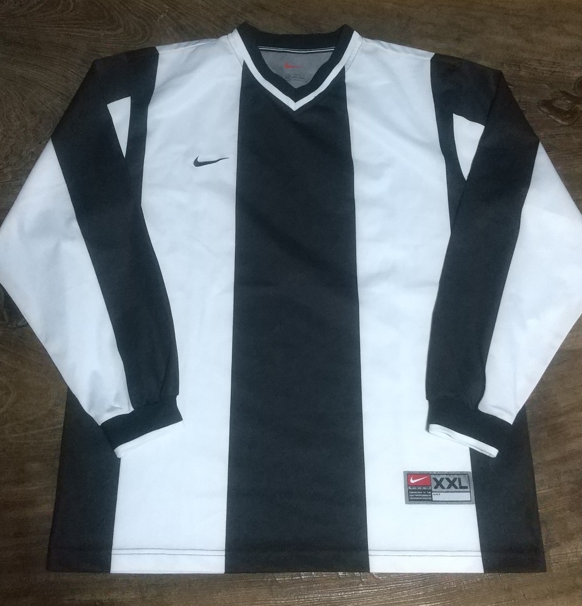 [値下げ交渉] 1990 or 2000年代 ナイキ 長袖 ストライプ ゲームシャツ/ユニフォーム 検)90s Y2K NIKE BLACK WHITE L/S STRIPE SWOOSH 黒 白