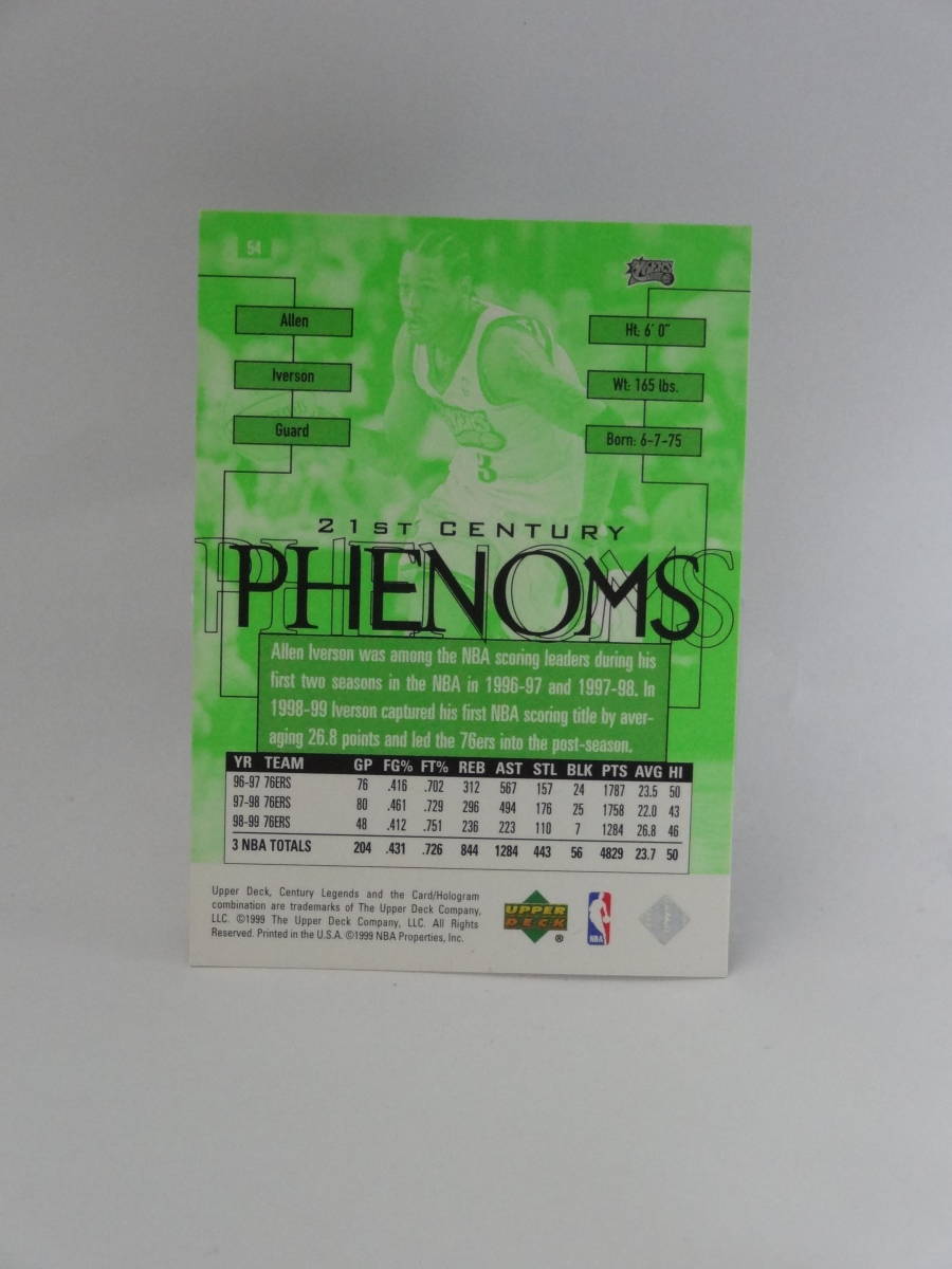 ★ALLEN IVERSON / アレンアイバーソン 1999-00 Century Legends Phenoms #54★_画像2