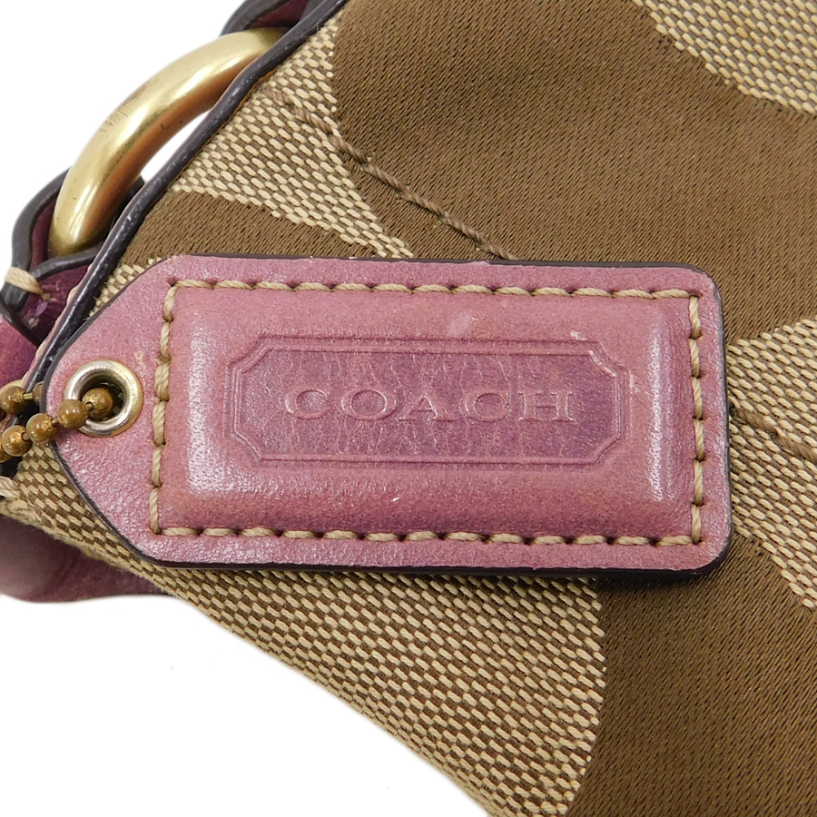 1円 ■ 極美品 コーチ ハンドバッグ 10619 ベージュ系 キャンバス×レザー ラージシグネチャー COACH ■E.Bss.Gt-13_画像9