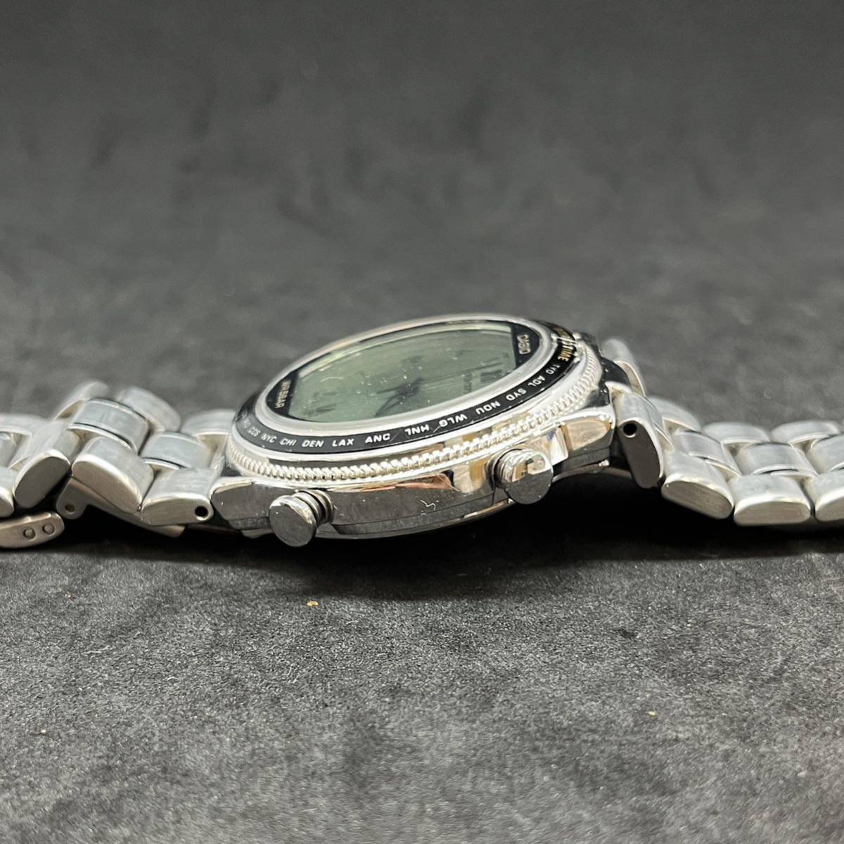＊CASIO カシオ TWINCEPT ABX-610 ツインセプト WORLD TIME ワールドタイム WR58AR メンズ腕時計 不動品 1326_画像8