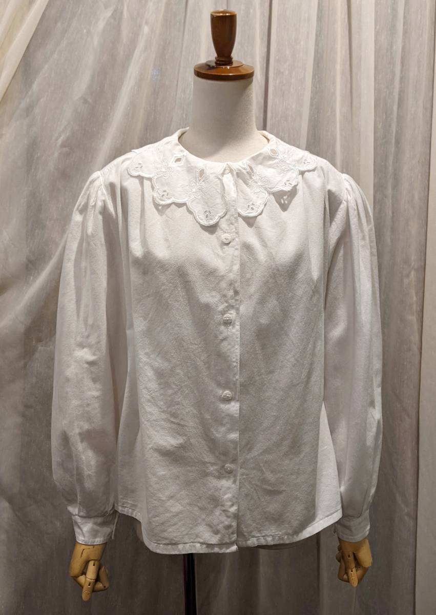  France Vintage 80*s ska LAP race collar blouse / Italy made Europe antique ko-mingJKT manner old clothes 70*sΓLT