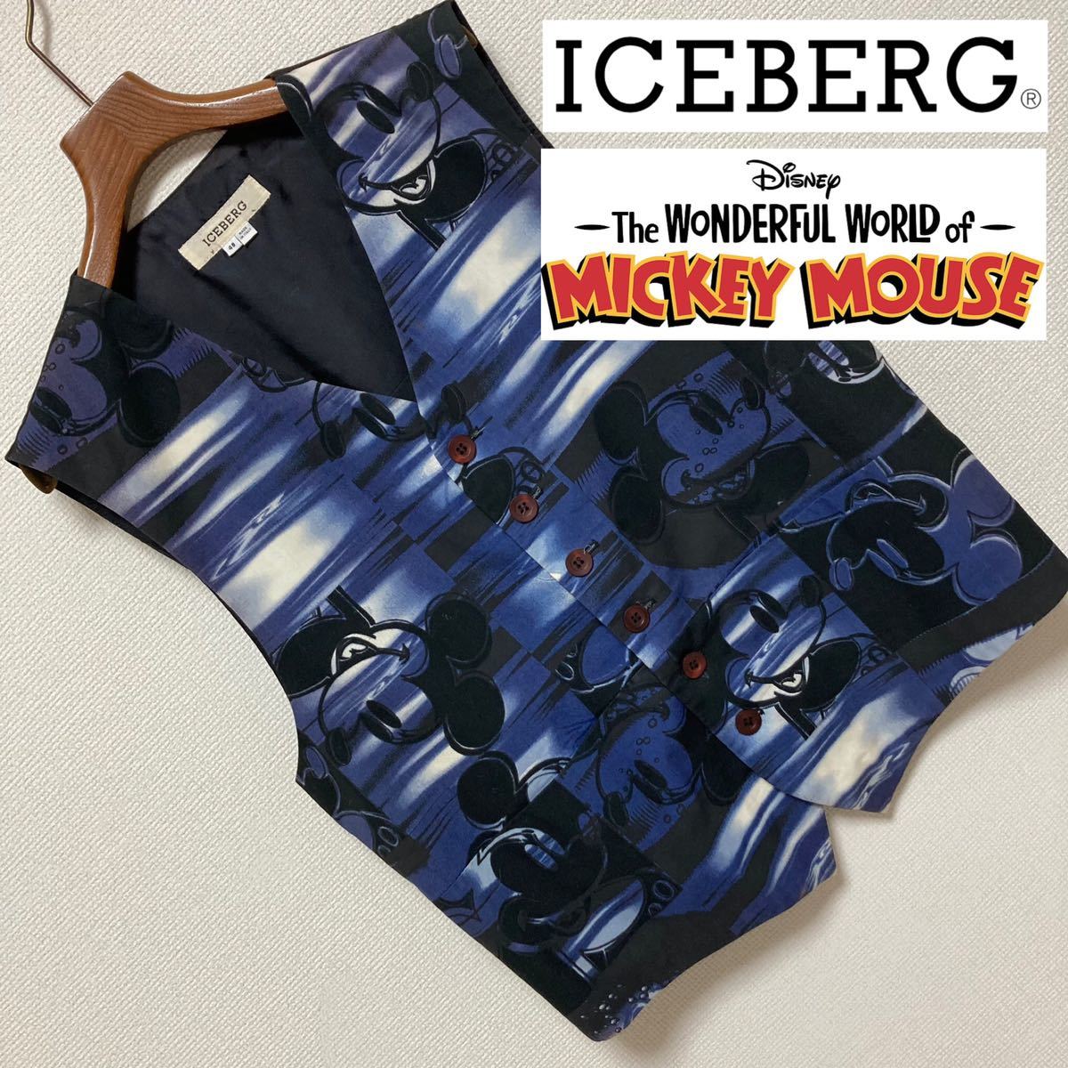 90s ICEBERG ディズニー ミッキーマウス グラデーション 総柄 ベスト
