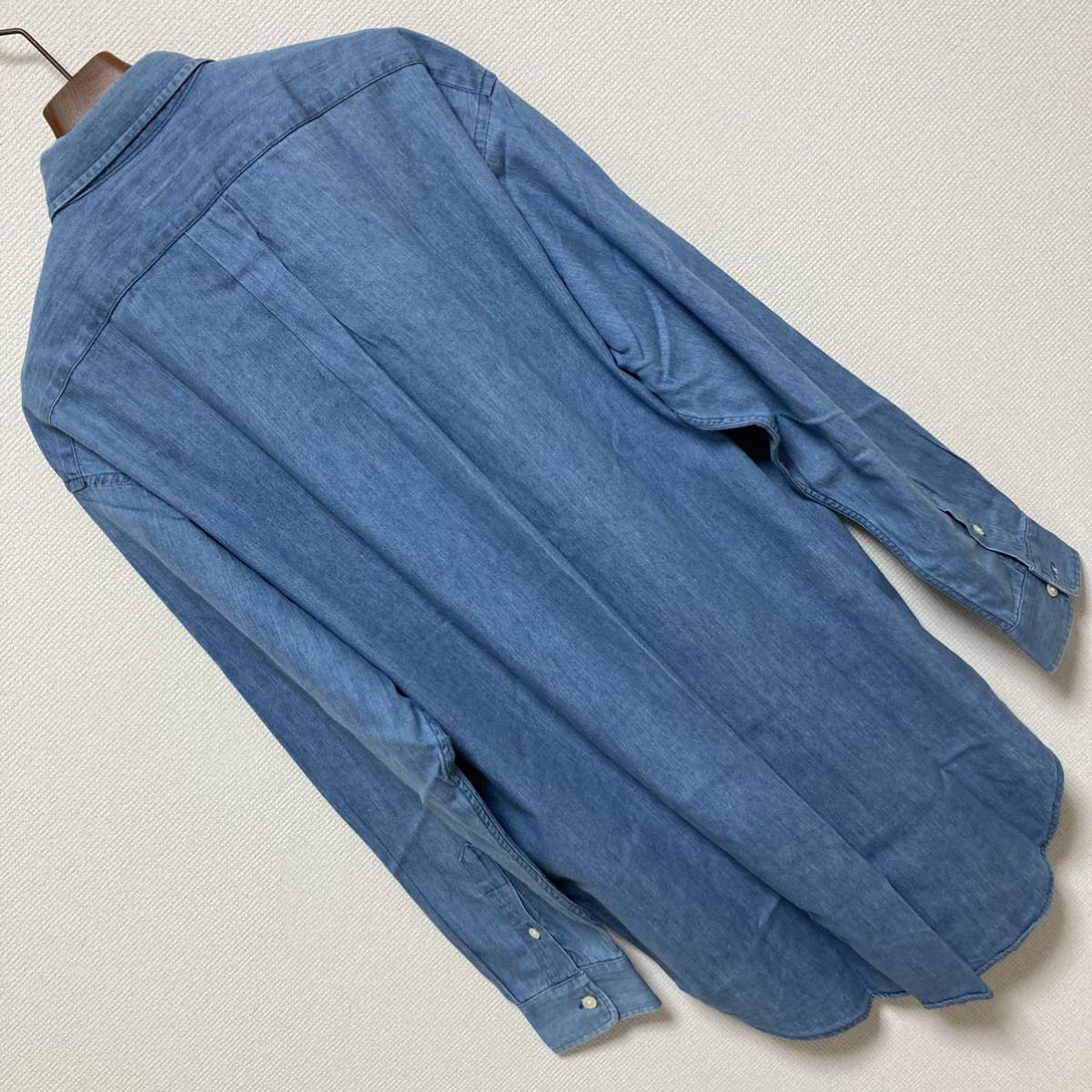 90s 良品■ポロ ラルフローレン■デニム ビッグシャツ ボタンダウン 170 L ブルー オールド Vintage BD The Big Shirt POLO RALPH LAUREN_画像2