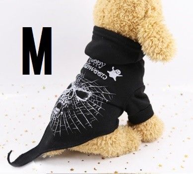 ドクロMハロウィン用ペットドッグウェア 犬服 小中型犬猫用シャツ セーター 犬用コスチューム 仮装 変身服 犬の洋服 綿製 長袖 