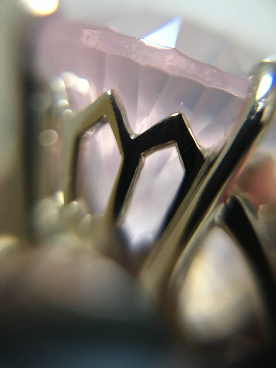 K18 WG/ 18金 ホワイト ゴールド 天然ローズクオーツ 天然ダイヤモンド
