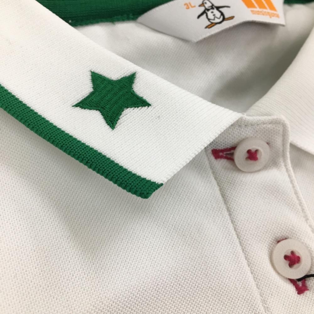 【新品】マンシングウェア 半袖ポロシャツ 白×グリーン レディース ３L ゴルフウェア Munsingwear_画像3