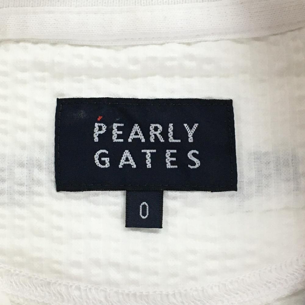 パーリーゲイツ 半袖ポロシャツ 白×ネイビー サッカー生地 レディース 0(S) ゴルフウェア PEARLY GATES_画像4