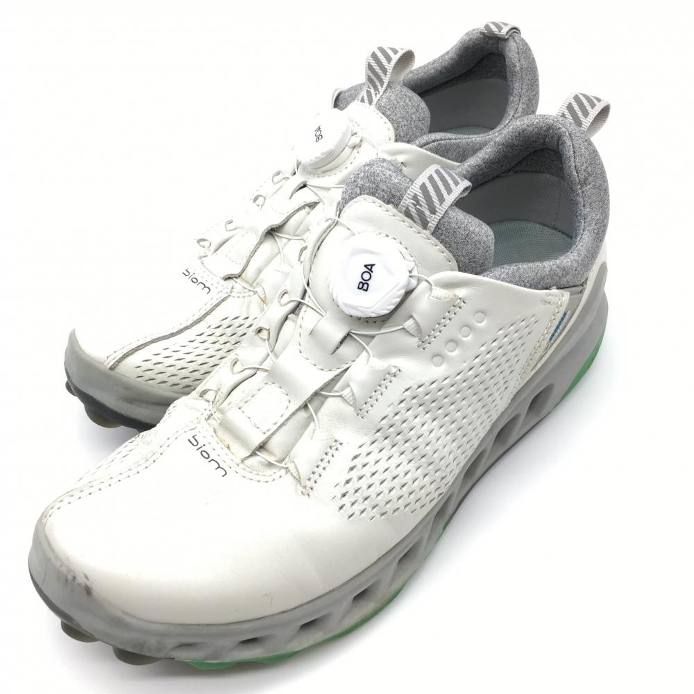 【美品】エコー ゴルフシューズ 白 バイオムクールプロ ボア スパイクレス メンズ 24,5 ゴルフウェア ecco_画像1