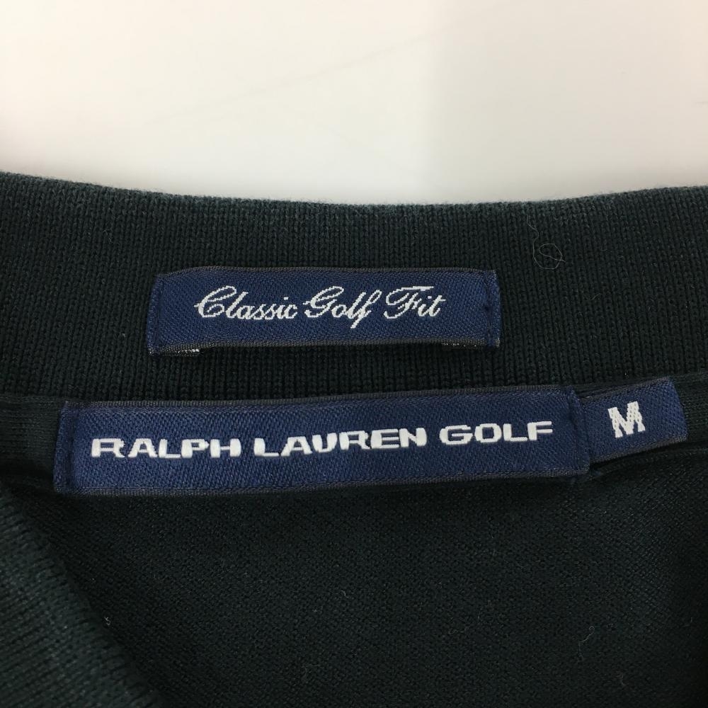 ラルフローレンゴルフ 半袖ポロシャツ 黒×グリーン ビッグポニー刺しゅう レディース M ゴルフウェア Ralph Lauren_画像3