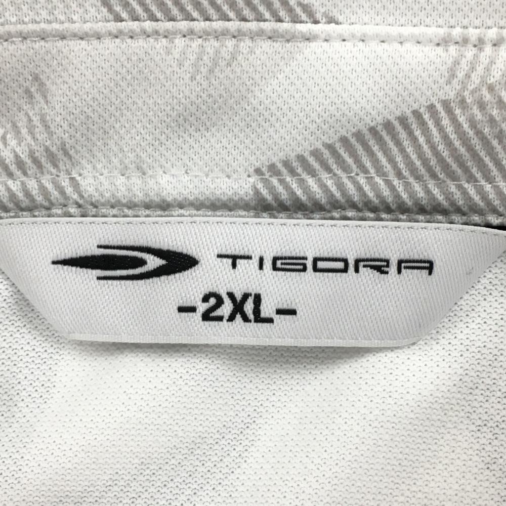 【超美品】ティゴラ 半袖ポロシャツ 白×グレー 総柄 異素材切替 メンズ 2XL ゴルフウェア TIGORA_画像5