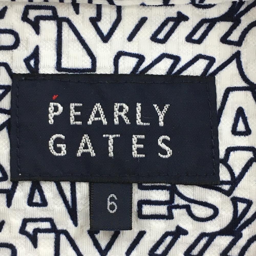 【美品】パーリーゲイツ 半袖ポロシャツ 白×ネイビー ロゴ・ニコちゃん総柄 メンズ 6(XL) ゴルフウェア 2022年モデル PEARLY GATES_画像6