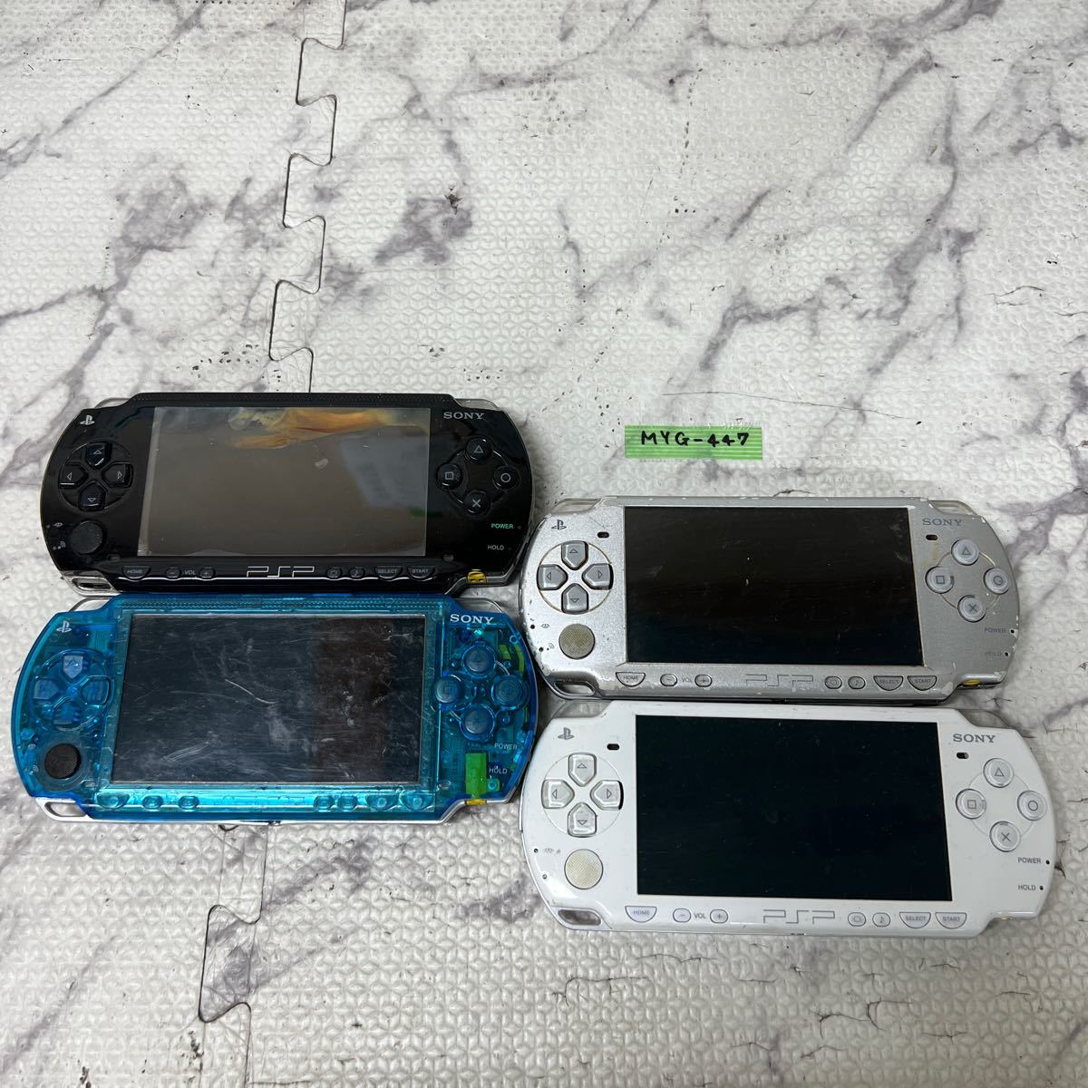 MYG-447 激安 ゲー厶機 PSP 本体 SONY PSP-1000 PSP-2000 起動OK 動作未確認 4点 まとめ売り ジャンク 同梱不可_画像1