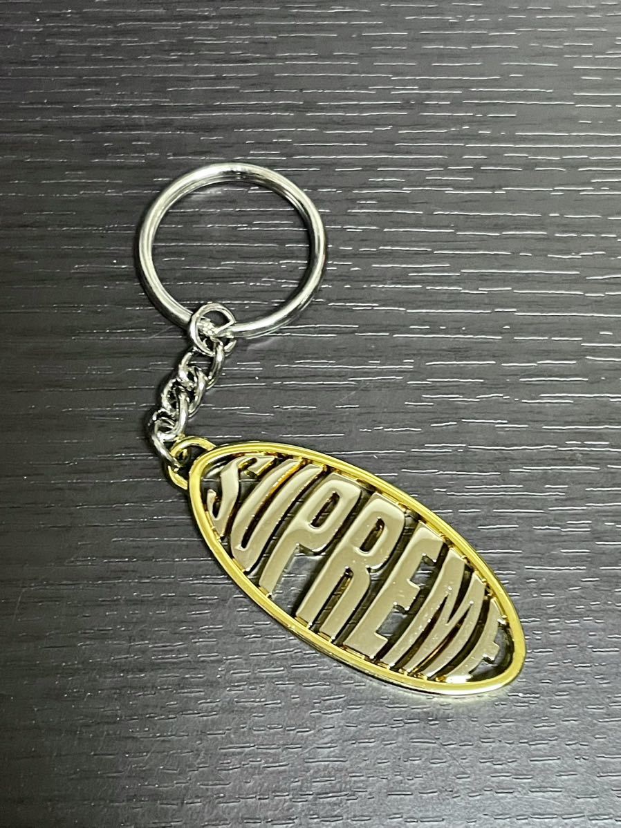 絶版品 ☆ Supreme シュプリーム オーバルロゴ キーチェーン キーホルダー Oval Logo Keychain 17SS シルバー ゴールドの画像1