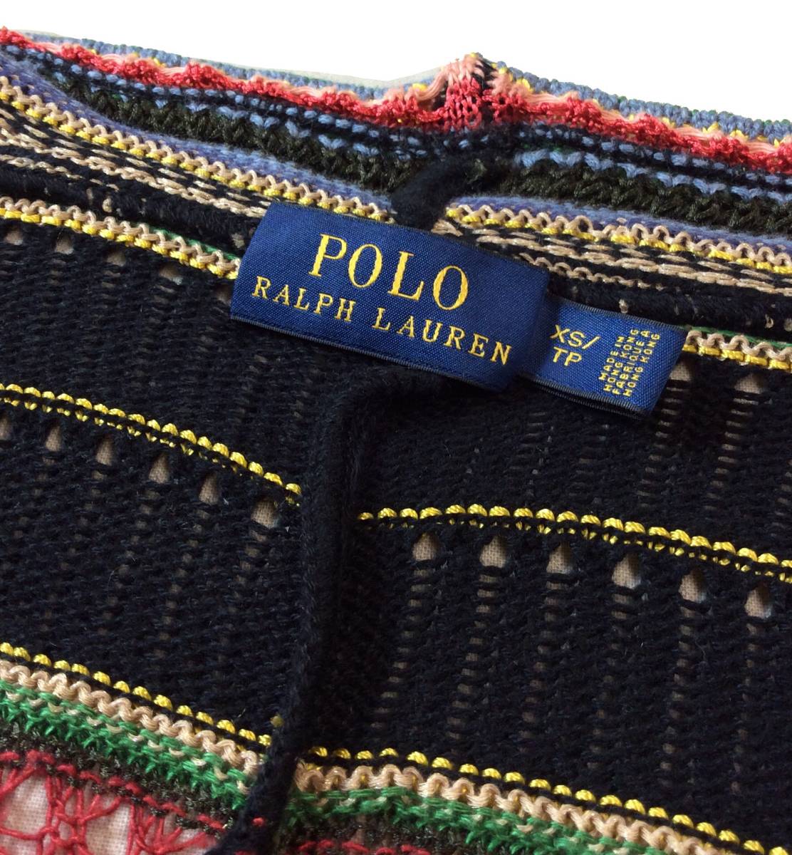 POLO RALPH LAUREN ラルフローレン ネイティブ ボーダー カーディガン セーター 羽織り コットン/リネン/シルク混 レディース XS_画像9
