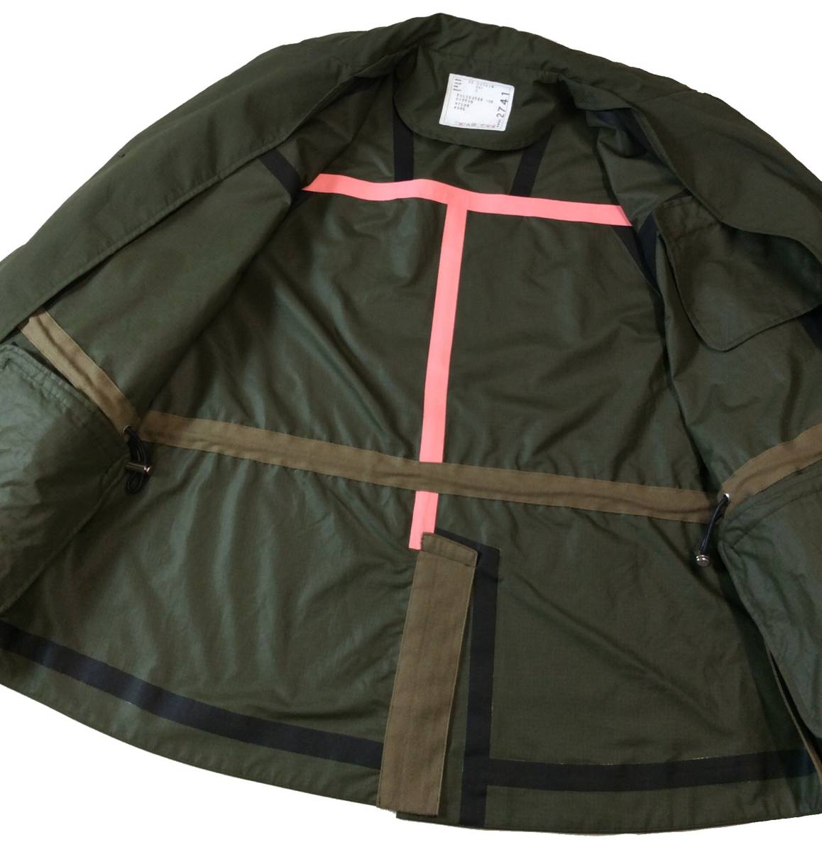 sacai サカイ 22ss デザイン テーラードジャケット リップストップナイロン オリーブグリーン メンズ 2