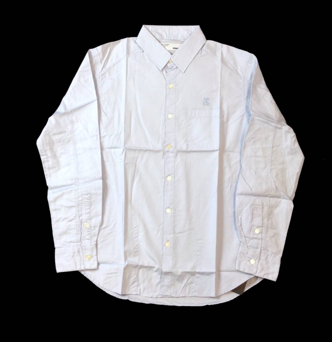 未使用 NEIGHBORHOOD ネイバーフッド CLASSIC WHITE C-SHIRT 長袖シャツ 胸刺繍 SX 水色系 S_画像1