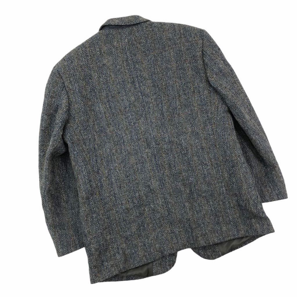 m424-21 Harris Tweed ハリスツイード Eunova テーラード ジャケット ブレザー 上着 羽織り ツィード グレー系 メンズ 実寸参考_画像5