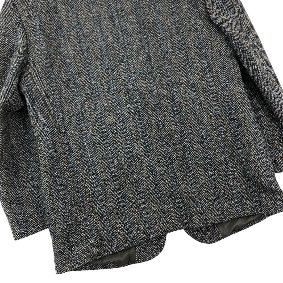 m424-21 Harris Tweed ハリスツイード Eunova テーラード ジャケット ブレザー 上着 羽織り ツィード グレー系 メンズ 実寸参考_画像7