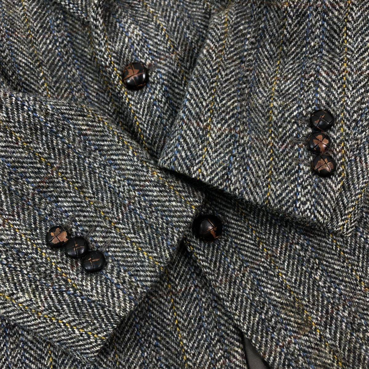 m424-21 Harris Tweed ハリスツイード Eunova テーラード ジャケット ブレザー 上着 羽織り ツィード グレー系 メンズ 実寸参考_画像10