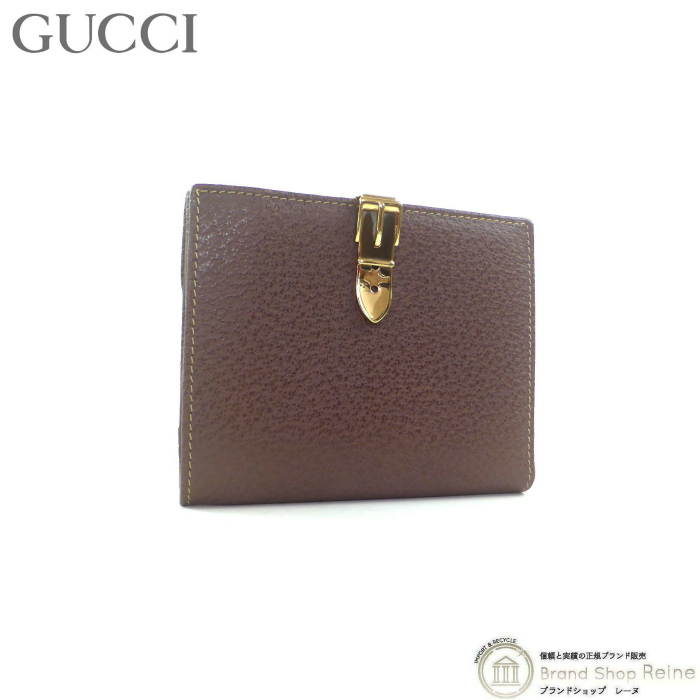 グッチ （GUCCI） ベルトモチーフ Wホック 二つ折り コンパクト 財布 035 ブラウン ヴィンテージ（新品同様）中古