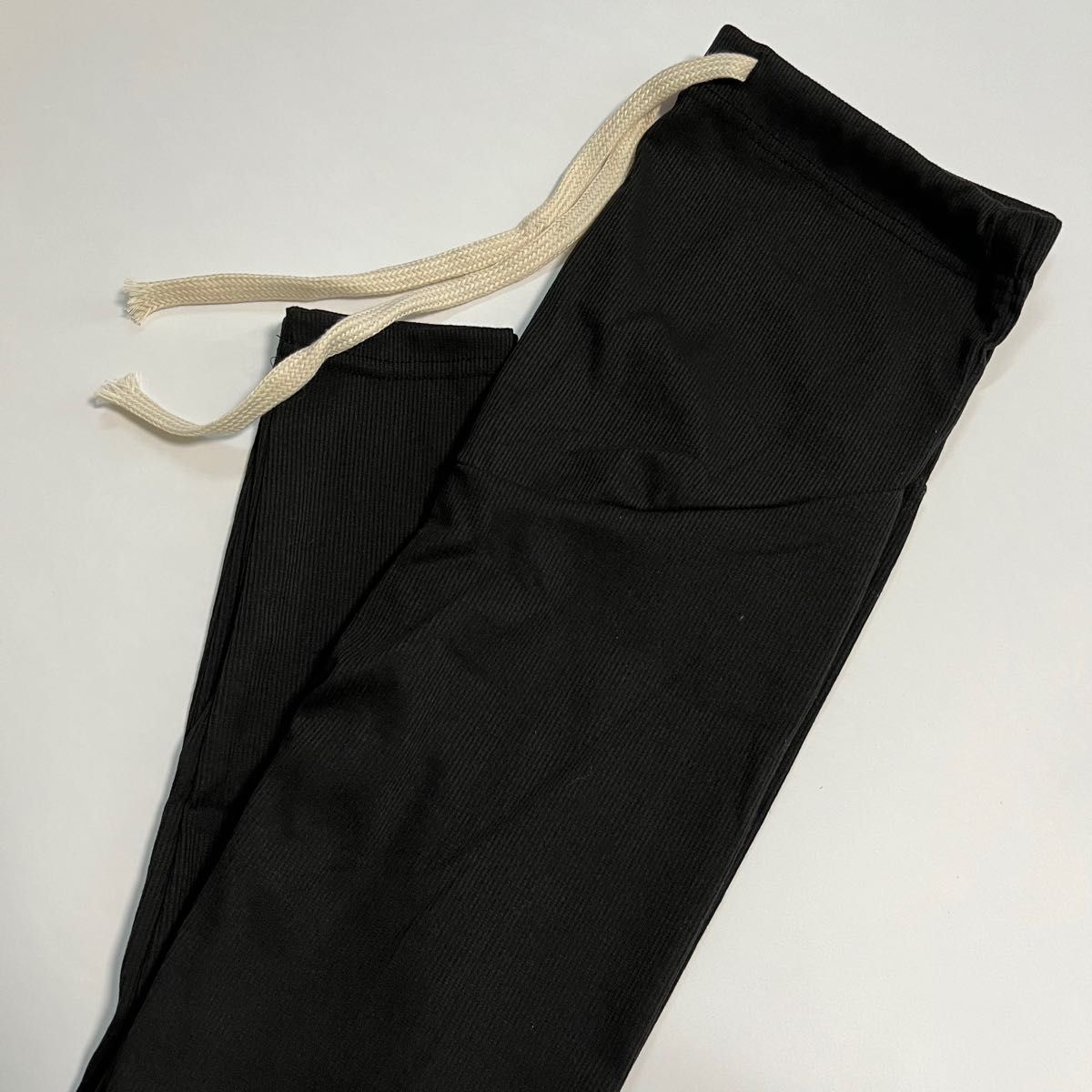レディース マタニティ 妊婦 リブ レギンス パンツ スパッツ ブラック 黒 L 韓国ファッション