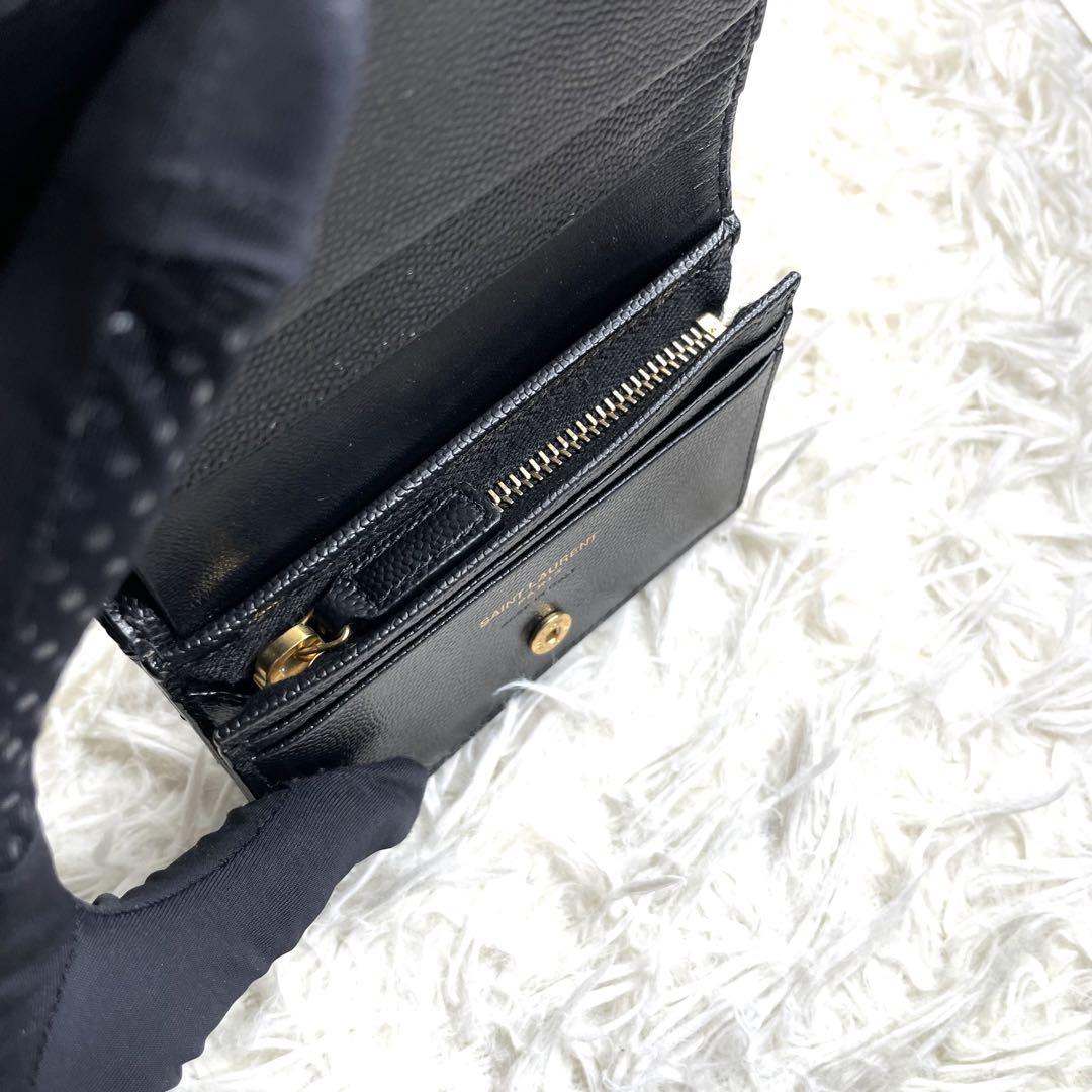 100%正規品 / 入手困難 未使用級 YSL 530841 ブラック キャビアスキン