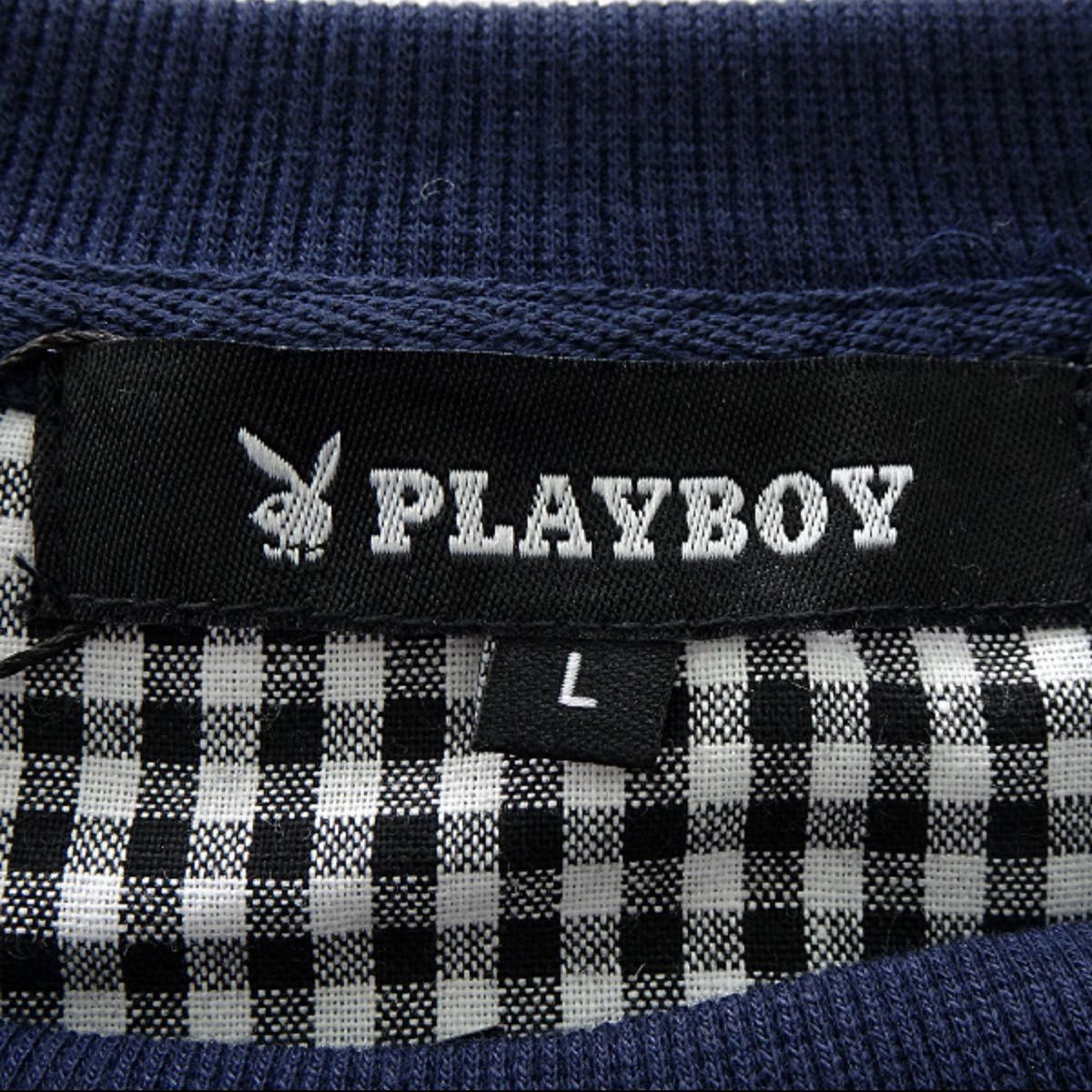 新品【PLAYBOY】23年新作クルーネックスウェットトレーナーXL(ネイビー)プルオーバーバニー刺繍