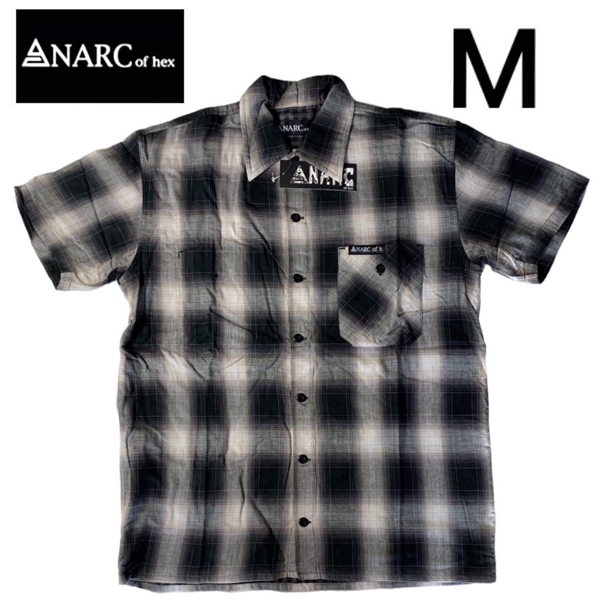 新品 ANARC Mサイズ  半袖 シャツ リバーシブル ブラック チェック
