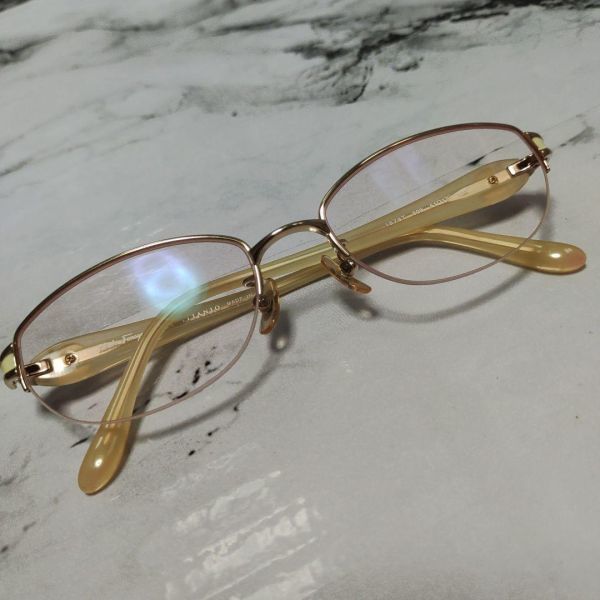 1904超美品　フェラガモ　眼鏡　メガネ　度弱　1878　ガンチーニ　ハーフリム