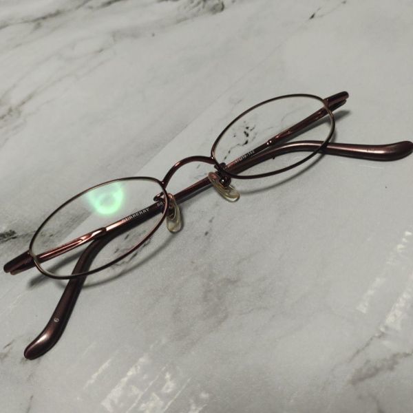 1937超美品　バーバリー　メガネ　眼鏡　1038　度弱　ノバチェック　赤系