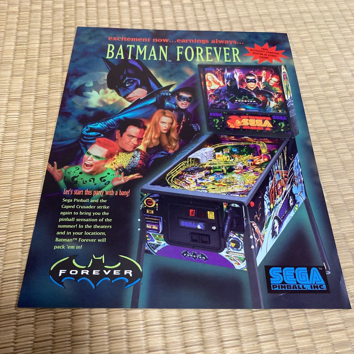 バットマンフォーエバー　BATMAN FOREVER SEGA アーケード　チラシ　カタログ　フライヤー　パンフレット　正規品　希少　非売品　販促_画像1