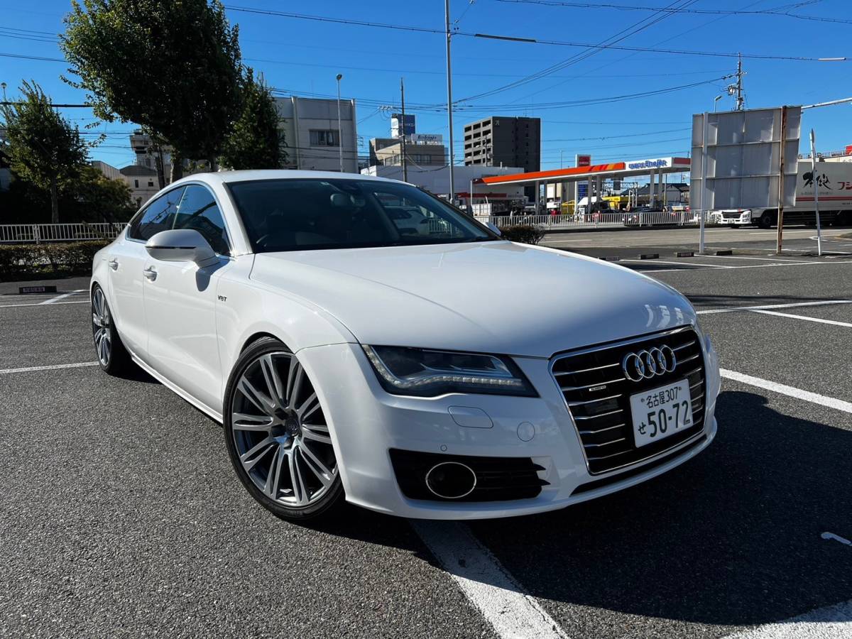 売り切り！2011年 アウディA７ 3.0 TFSI クワトロ 4WD ユーザー買い取り 走行89,000km 車検R6年3月まで ローダウン 社外マフラー 茶革_画像1