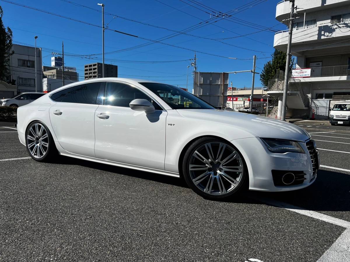 売り切り！2011年 アウディA７ 3.0 TFSI クワトロ 4WD ユーザー買い取り 走行89,000km 車検R6年3月まで ローダウン 社外マフラー 茶革_画像2