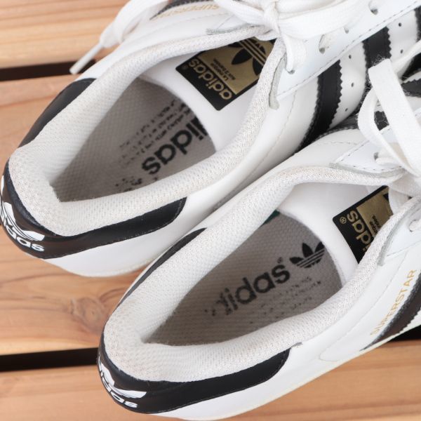 z7520 アディダス スーパースター US7 1/2 25.5cm/白 ホワイト 黒 ブラック adidas SUPERSTAR メンズ スニーカー 中古_画像10