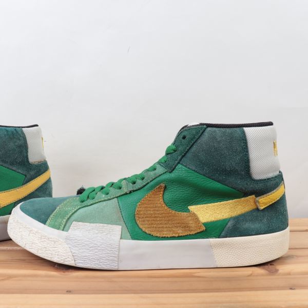 z7606 ナイキ SB ズーム ブレーザー ミッド US9 27.0cm/緑 グリーン 黄 イエロー系 NIKE SB ZOOM BLAZER MID メンズ スニーカー 中古_画像6