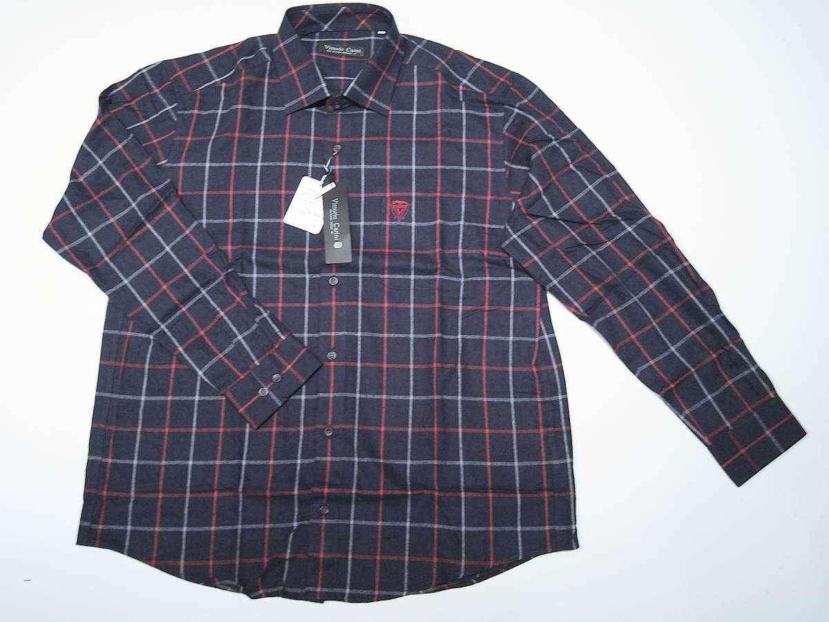 新品未使用！定価2.2万 48 カリーニ 日本製高級秋冬デザインシャツ Vittorio Carini