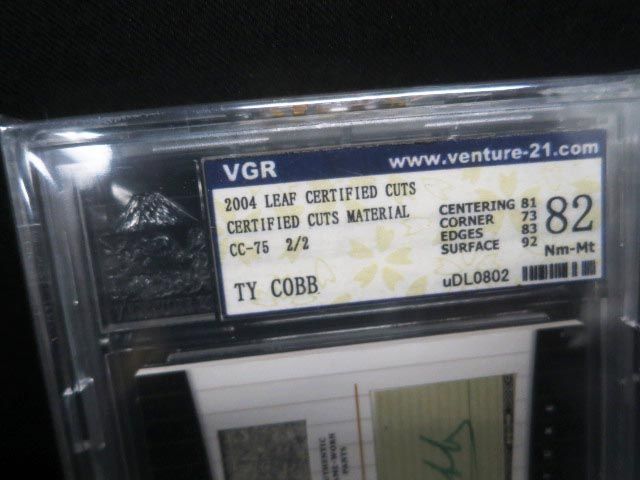 VGR 2004 LEAF CERTIFIED CUTS 2/2 TY COBB タイ・カップ サインカード_画像3