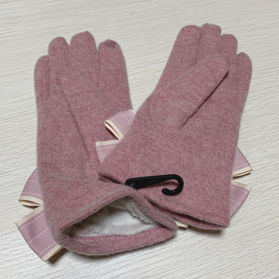 ピンク 手袋 レディース リボン 指輪 スマホ対応 冬 あったか 可愛い_画像6