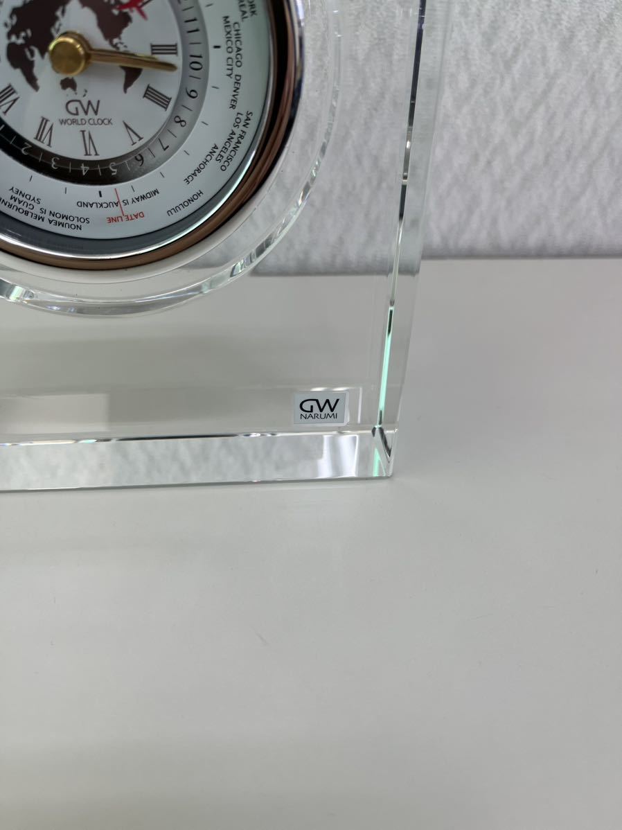 NARUMI　ナルミ　グラスワークス カーヴ 世界時計 GW1000-11065　　置き時計　　クリスタルガラス_画像6