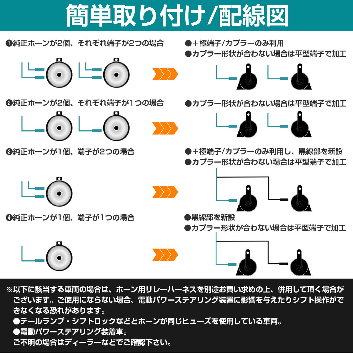 【NARK】薄型モデル プレミアムホーン レクサスサウンド レクサスホーン 110dB 高音/低音セット ポン付 スズキ 平型2端子 ブラック_画像5