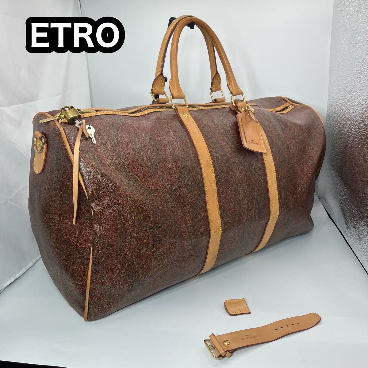 良品】ETRO エトロ トラベルバッグ ボストンバッグ ペイズリー 鍵付き
