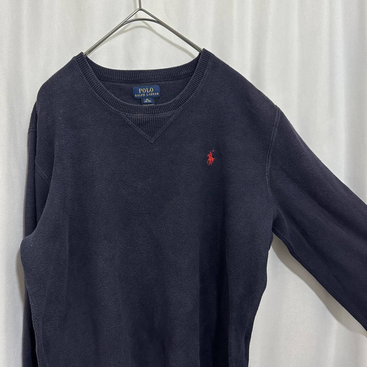 US б/у одежда Polo Ralph Lauren тренировочный свитер XL темно-синий женский American Casual б/у одежда женщина 