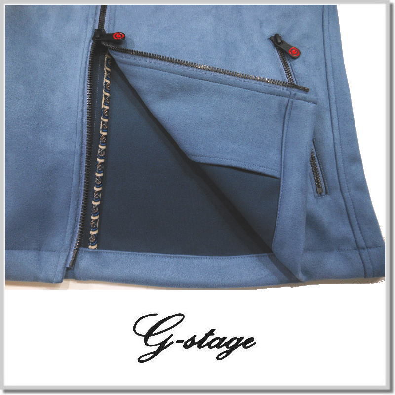 ジーステージ G-stage ヌバック調 ジャージ スタンドネック ジップブルゾン 630402-008(BLUE)-48(L) ジャンバー JACKETの画像4