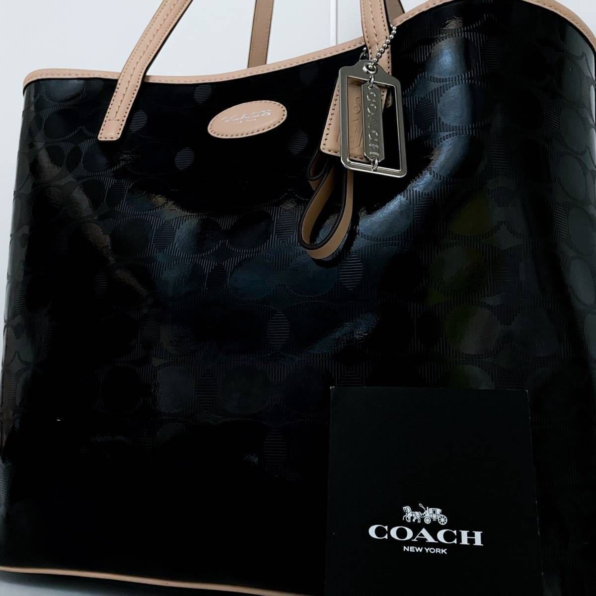 未使用級□定価9万】COACH コーチ ロゴ 総柄 PVC シグネチャー A4可