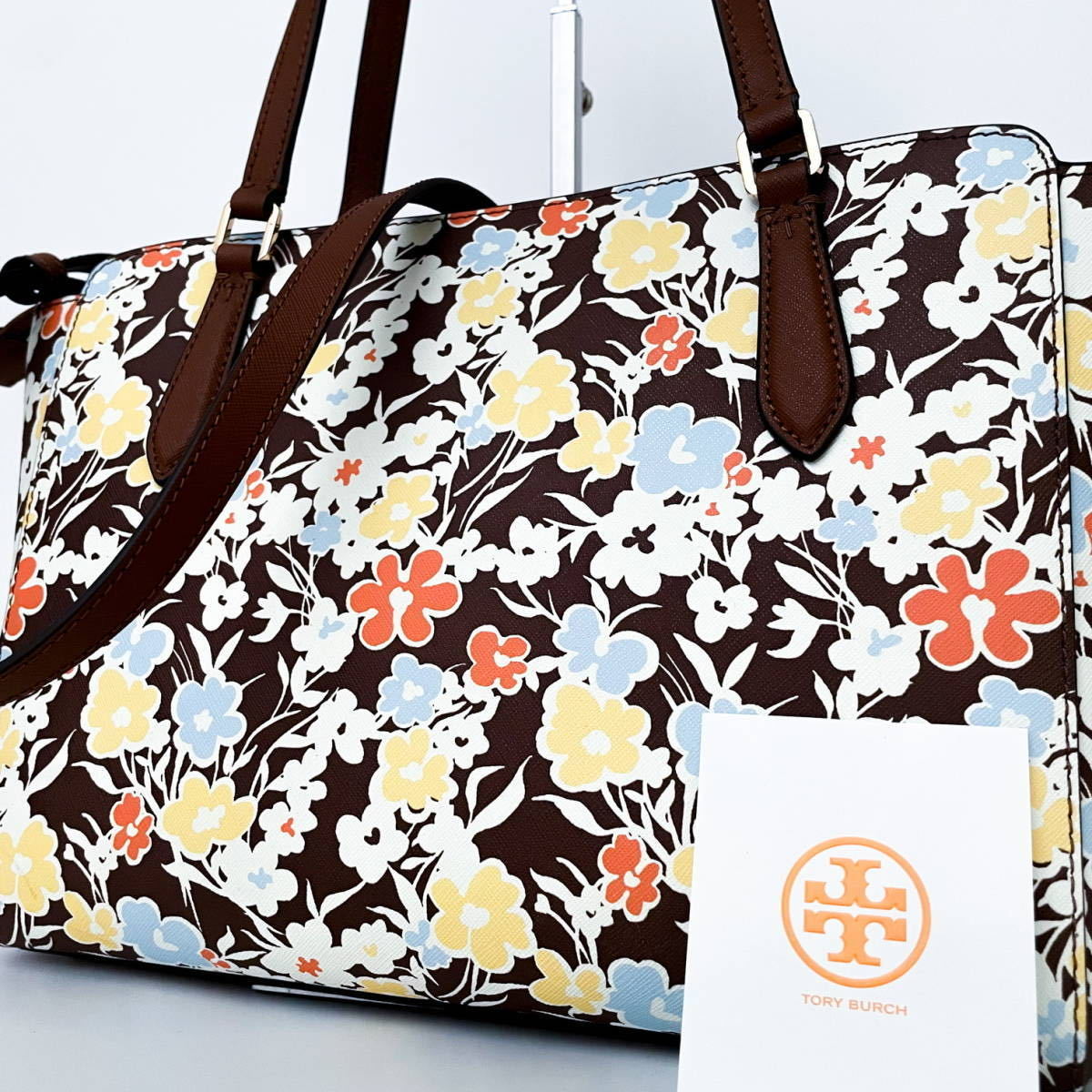 1円【未使用品■定価12万】Tory Burch トリーバーチ 2way 総柄 A4 ビジネス バッグ トート レザー メンズ レディース 大容量 マルチカラー_画像1