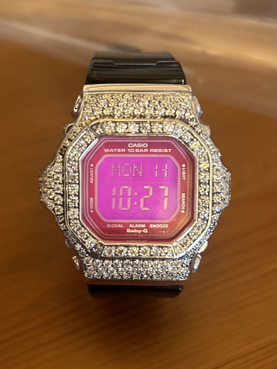 美品限定　Baby-G ベビーG シルバー925 ジルコニアカスタムベゼル　BG-5601 CASIO カシオ G-SHOCK Gショック