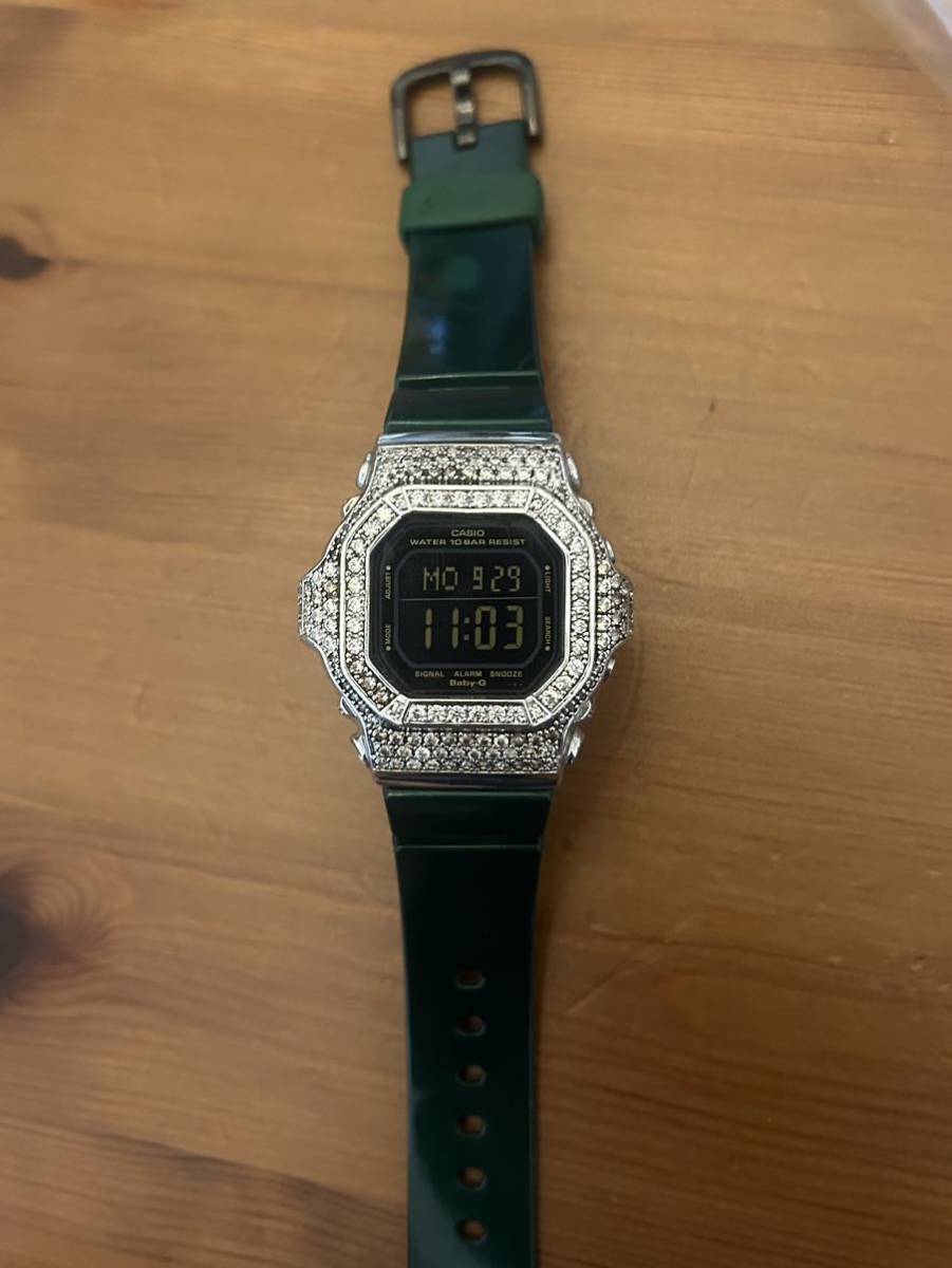 美品限定　Baby-G ベビーG シルバー925ジルコニアカスタムベゼル　BG-5603 CASIO カシオ G-SHOCK Gショック