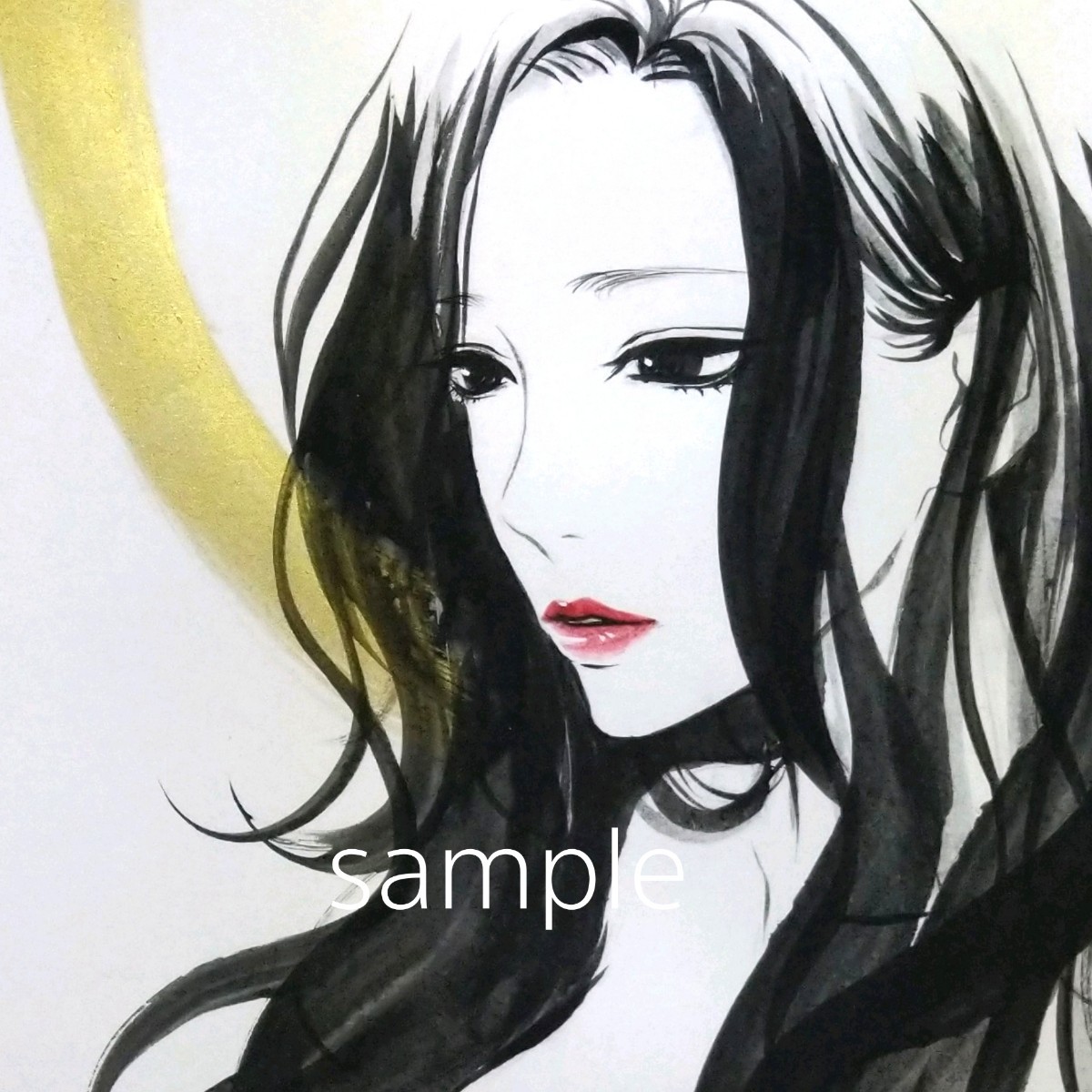 肉筆原画 水墨画 手描きイラスト 美人画 - 美術品