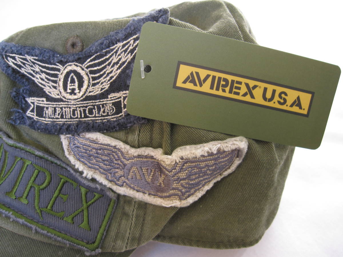 新古品・未使用品！　AVIREX U.S.A. CAP (アヴィレックス キャップ)　帽子　フリーサイズ　綿100%　オリーブグリーン　タグ付き_画像10