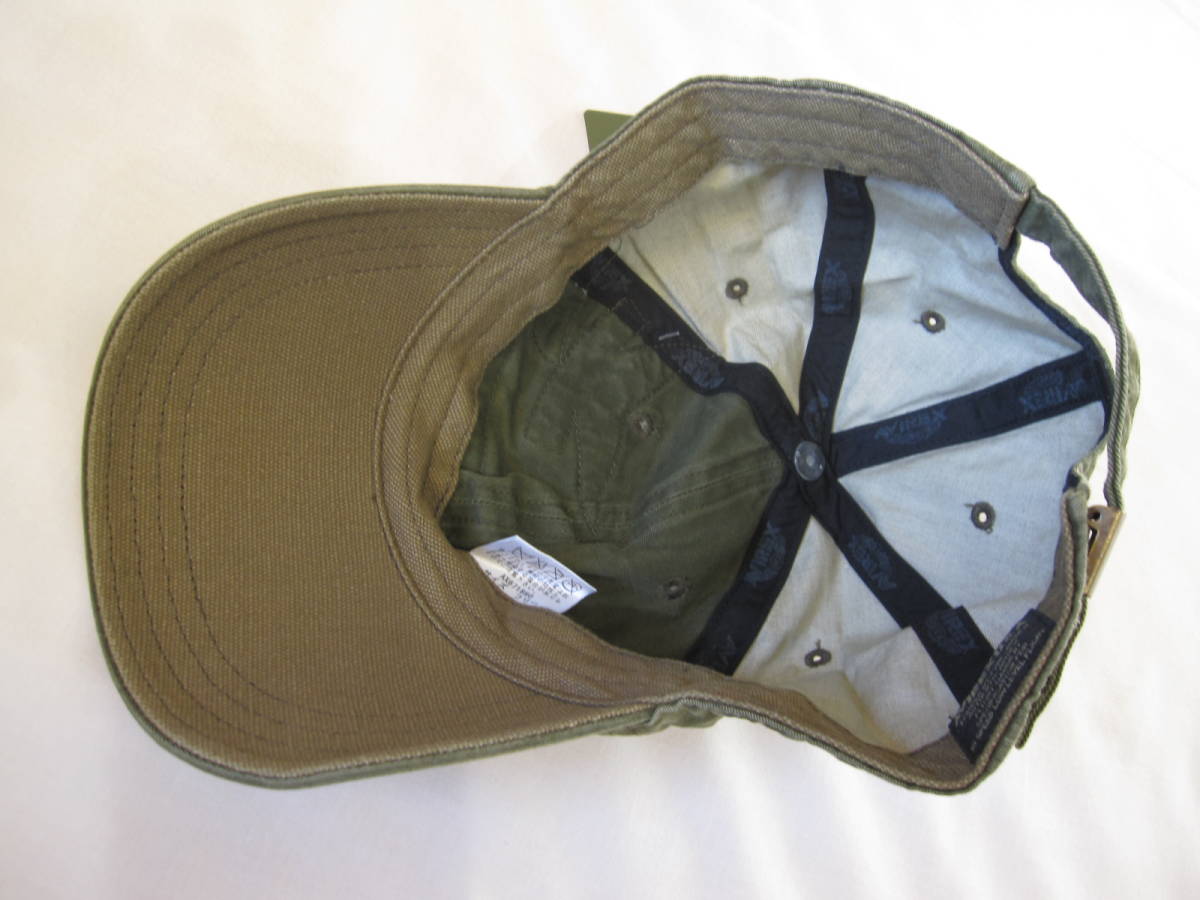 新古品・未使用品！　AVIREX U.S.A. CAP (アヴィレックス キャップ)　帽子　フリーサイズ　綿100%　オリーブグリーン　タグ付き_画像3